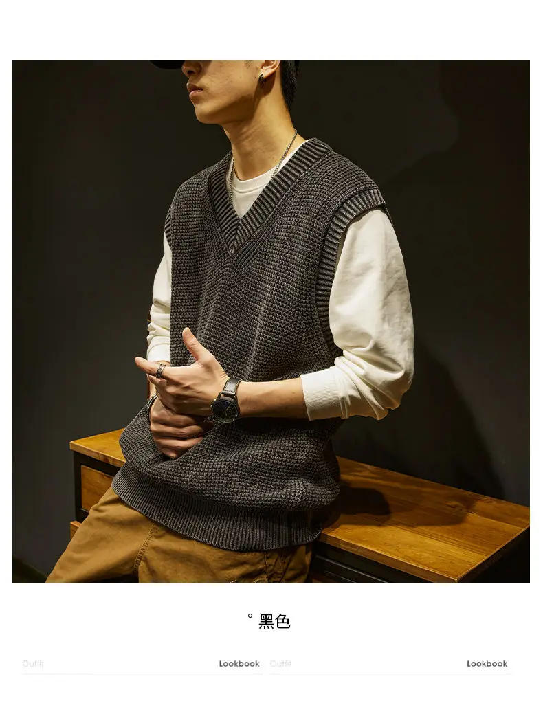 Description Picture 6 of itemTop Quality New Autum Fashion Brand Cardigan Sweater V Neck Knitted Vest Men Solid Trendy Sleeveless Casual Men Clothing B278
