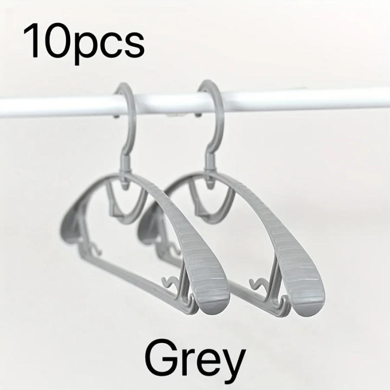 Description Picture 5 of item10-Pack Wide Shoulder Thickened Plastic Clothes Hangers with 360° Rotatable Hook, Non-Slip Hangers for Closet Organization and G
