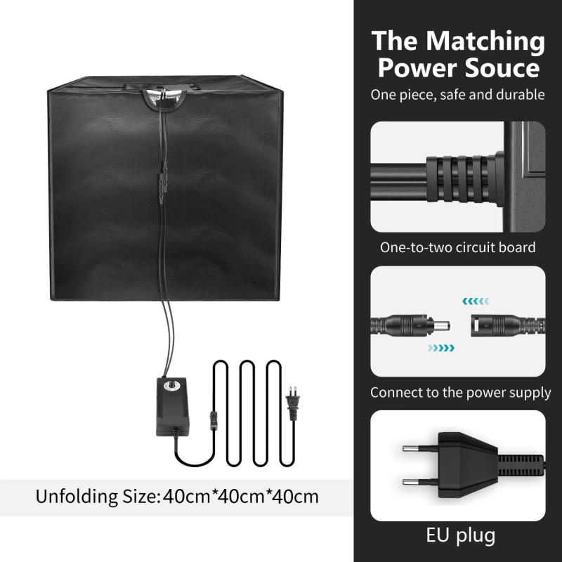 Description Picture 5 of itemPhoto Studio Light Box 16x16in 40x40cm Photography Adjustable Brightness Photo Background Shooting Tents Kit With 132 LED Lights