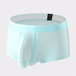 Mens Sexy Ice Slik Underwear U Convex Pouch Boxer Briefs Solid Underpants Panties Breathable Calzoncillo Hombre