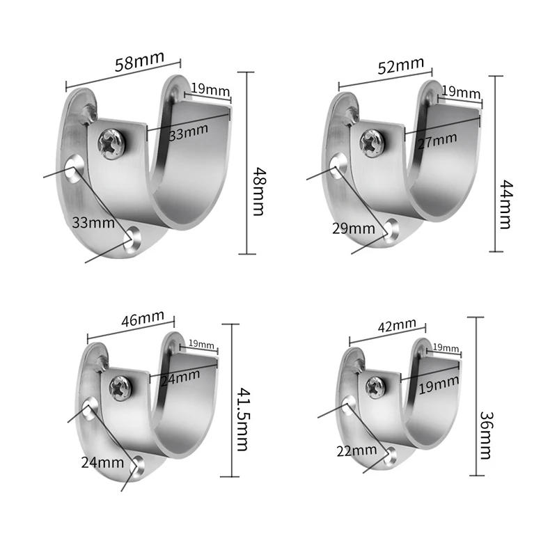 Description Picture 2 of itemStainless Steel Clothes Rail Closet Rail Curtain Rod Shower Curtain Closet U-Shaped Rod Closet Pole Sockets Flange End Supports
