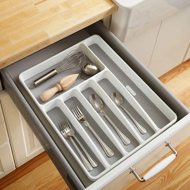 Description Picture 4 of itemABS Kitchen Cutlery Storage Knife Fork Tray Drawer Tableware Organizer Spoon Plastic Cutlery Separation Storage Block Holder