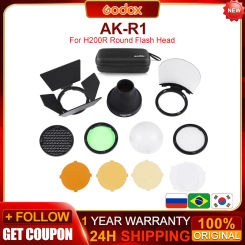 Godox AK-R1 Barn Door/Snoot/Color Filter/Reflector/Honeycomb/Diffuser Ball Kits for Godox AD200 H200R V1 Round Flash Head