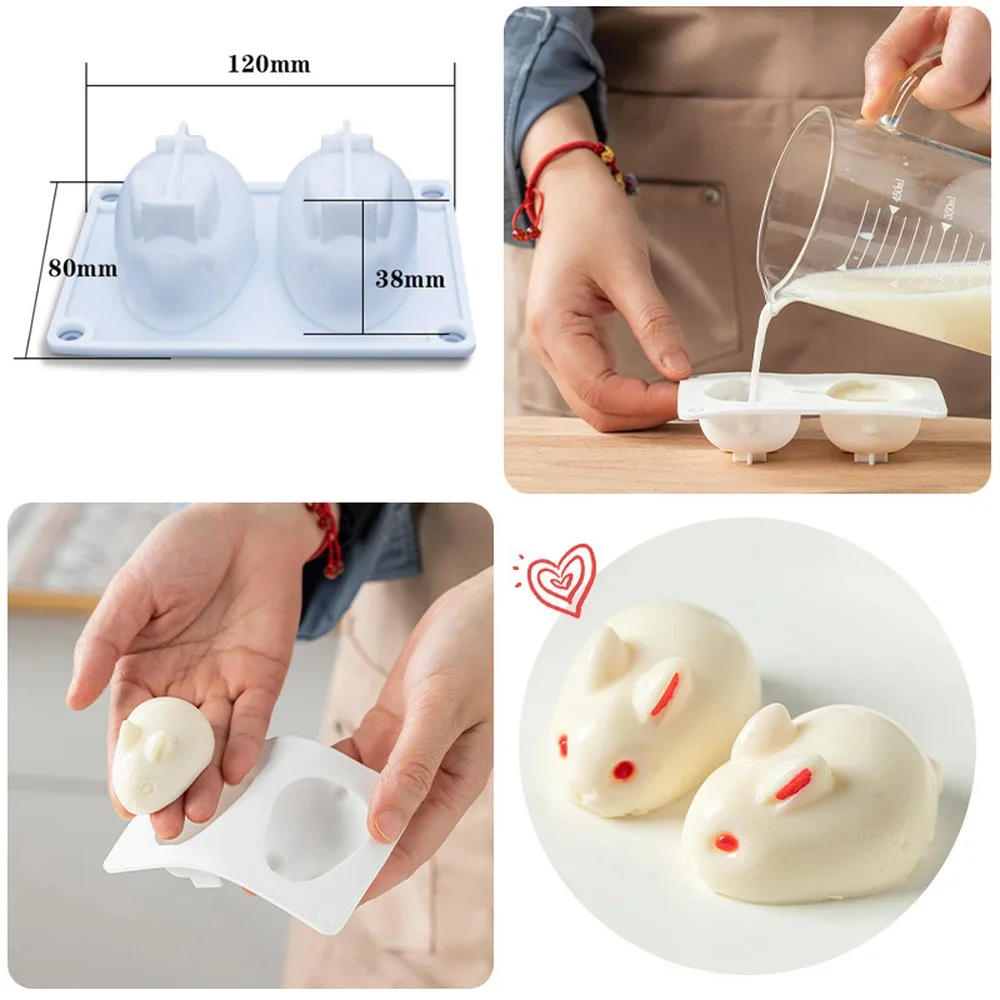 Description Picture 3 of item3D Rabbit Silicone Soap Mold DIY Candle Mould Cute Cake Pudding Chocolate Dessert Baking Accessories Candle Making Supplies