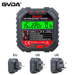 GVDA Socket Tester Outlet Detector Circuit Breaker Finders Ground Zero Line US UK EU Plug Polarity Phase Check Instruments