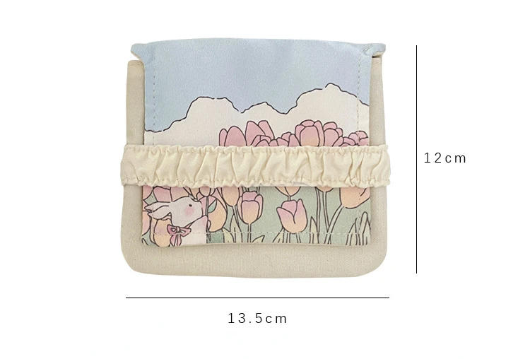 Description Picture 2 of itemLovely Sanitary Napkin Storage Bag Portable Cosmetic Storage Bag Flower Pattern Purse Pouch Case Travel Storage Organization