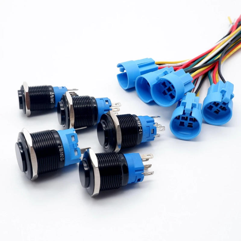 Description Picture 5 of item5PCS Black Push Button Switch 16/19/22mm Waterproof Led Lamp Metal Car Start Stop Buttons Self-reset Latching With Socket 5V 12V