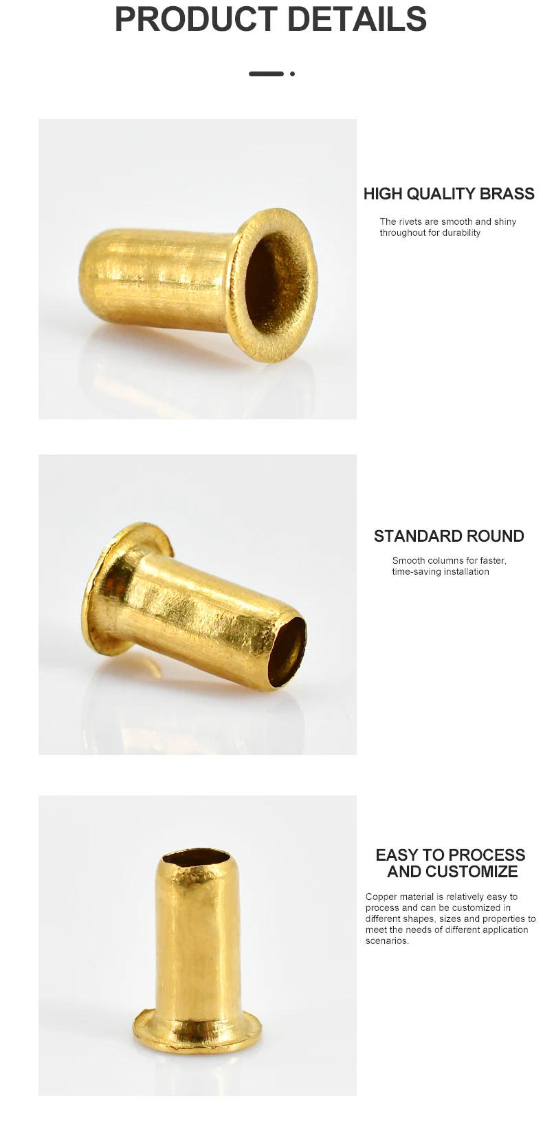 Description Picture 5 of itemBrass Copper Hollow Rivet M1.3 M1.5 M1.7 M2 M2.3 M2.5 M3 M4 M5 M6 Double-sided Circuit Board PCB Nails Through-Hole Tubular Nuts