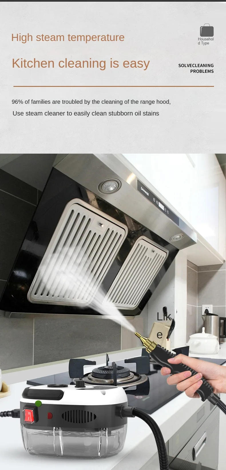 Description Picture 3 of item2500W Steam Cleaner High temperature Jet Washer Range Hood for Kitchen Air Conditioner Car Cleaning Machine Home Appliances