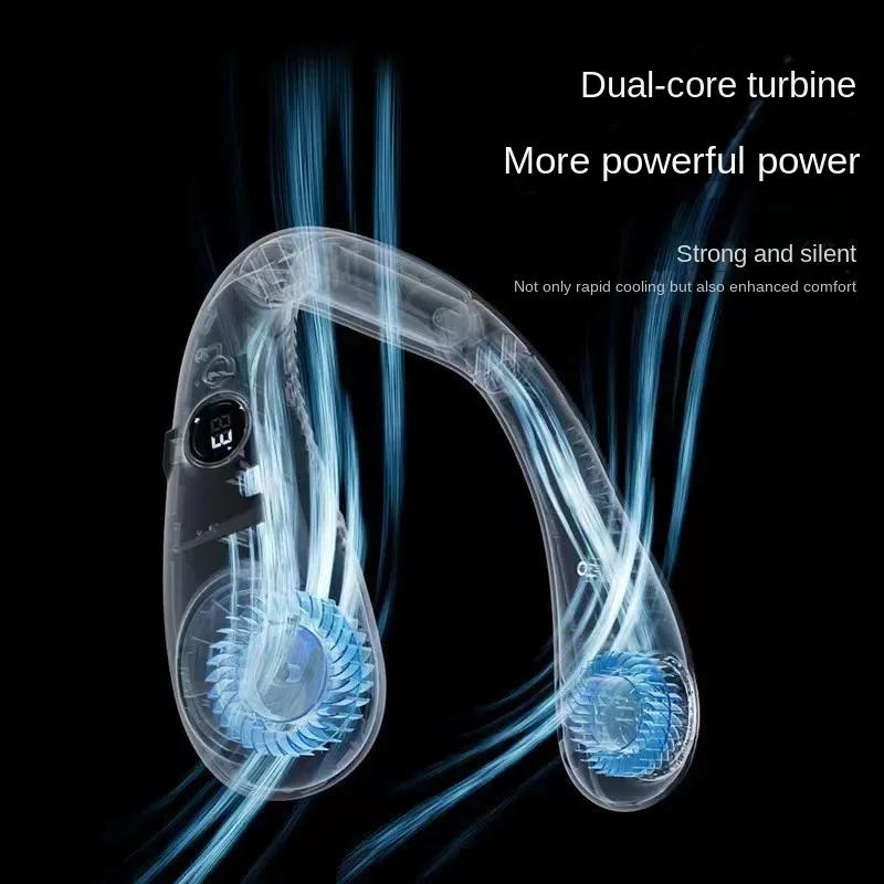 Description Picture 3 of itemNew Hanging Neck Fan USB Charging Lazy Man Portable Cartoon Small Fan Student Sports Leafless Hanging Neck Fan