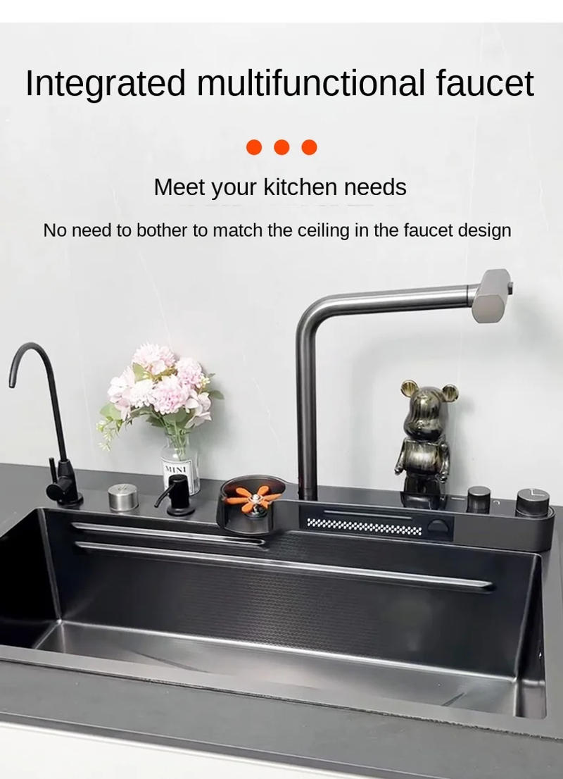 Description Picture 4 of itemWaterfall Kitchen Sink Pull Out Waterfall Water Tap Smart Kitchen Sink Multifunction Kitchen Faucets Novel Kitchen Accessorie