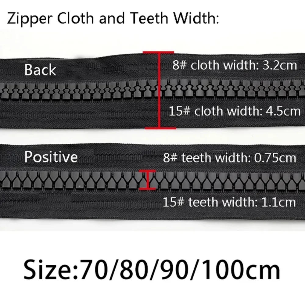 Description Picture 3 of item8# 15# Double Open Zipper Single Open Resin Zipper For Down Jacket Coat Open-end Long Zip DIY Sewing Crafts 70/80/90/100/cm