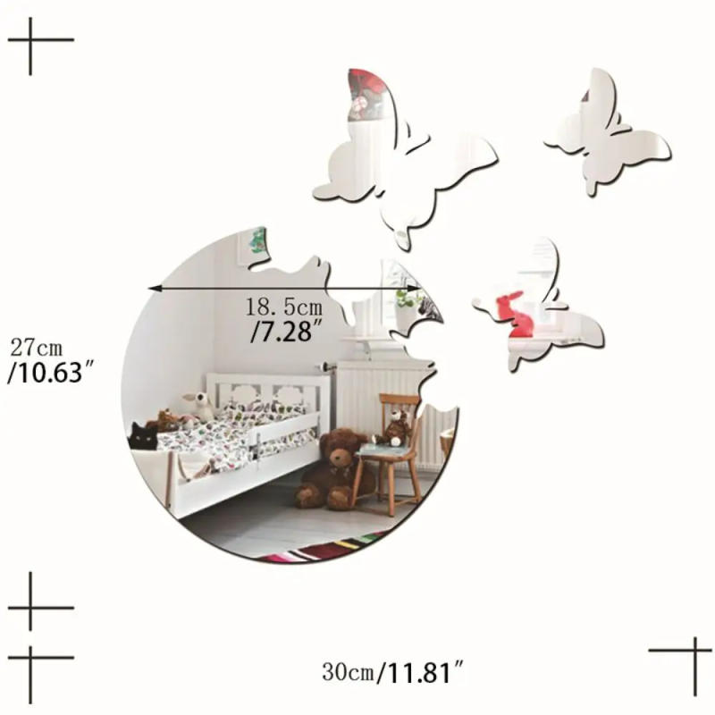 Description Picture 5 of item4pcs 3D Butterfly DIY Mirror Wall Sticker Room Decor Stickers Decal Home Decor for Bedroom Bathroom Living Room Decor
