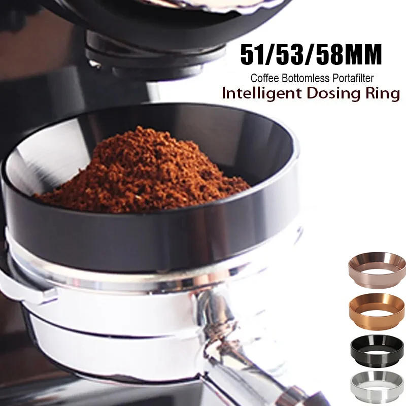 Description Picture 2 of item1PC 51/53/58mm Espresso Dosing Funnel Magnetic Aluminum Coffee Filter Ring Compatible Portafilter For Brewing Coffee Powder Tool