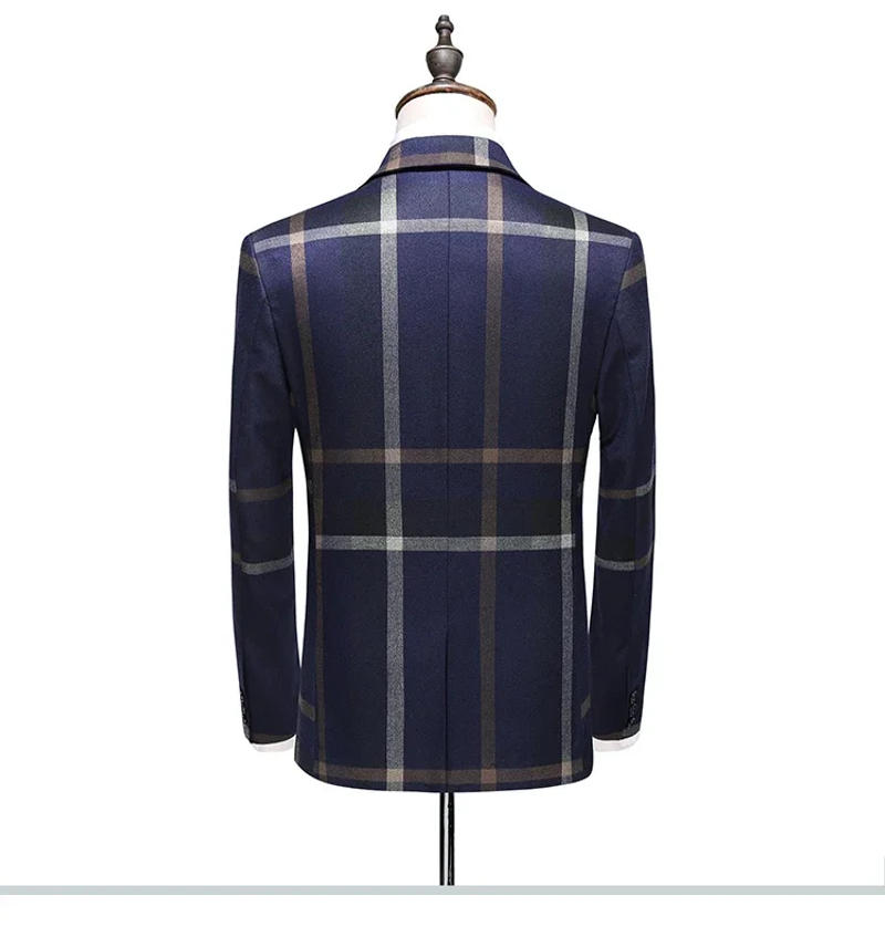 Description Picture 5 of item2024 Men's Pants and Vest Set 3-piece/Business Leisure Fashion 3-piece Set Checkered Suit Coat Pants and Vest