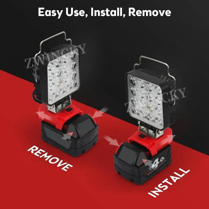 Description Picture 4 of itemPortable LED Work Light for Milwaukee Dewalt  18v Battery 3800LM Cordless Flood Lights with Low Voltage Protection Emergency