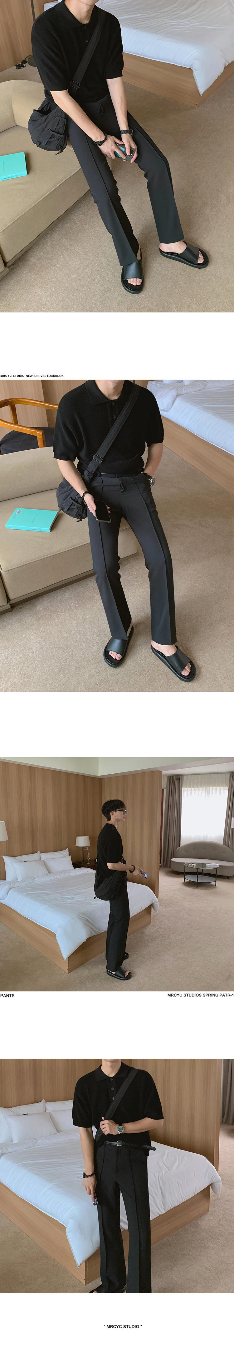 Description Picture 4 of itemFashion Men's Casual Pants Stretch Slim Fit Elastic Waist Jogger Korean Classic Formal Business Male Brand Trousers A125