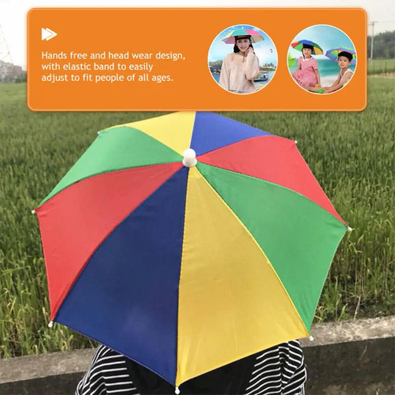 Description Picture 6 of item1PC Umbrella Hat Windproof Fishing Head Wearing Sunshade Rain Gear Outdoor Folding Portable Umbrella Camping Beach Head Hats