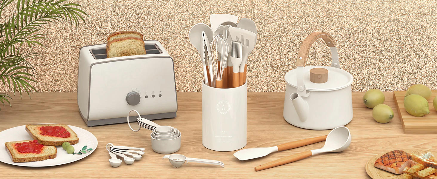 Description Picture 2 of item14PCS Silicone Kitchen Utensils Cooking Set Food Grade Cookware Utensils Turner Spatula Measuring Spoon Practical Kitchenware