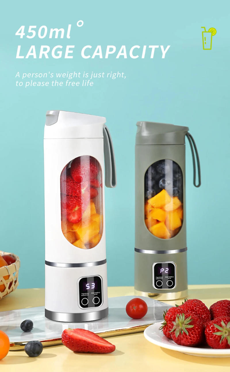 Description Picture 6 of item450ml Portable Juice Blenders Electric Mini Smoothie Blender Bottle USB Recharable Wireless Juicer Cup Machine For Home Kitchen