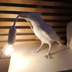 Resin Lucky Bird Crow Wall Lamp E14 Bulb Night Light Bedroom Bedside Living Room Wall Lamp Home Garden Decor levitating lamp