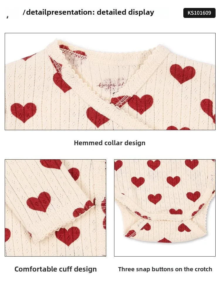 Description Picture 5 of itemBaby Long Sleeved Bag Fart Clothes for Spring Summer 2025 Same Style Love Newborn Jumpsuit Baby Home Crawling Clothes