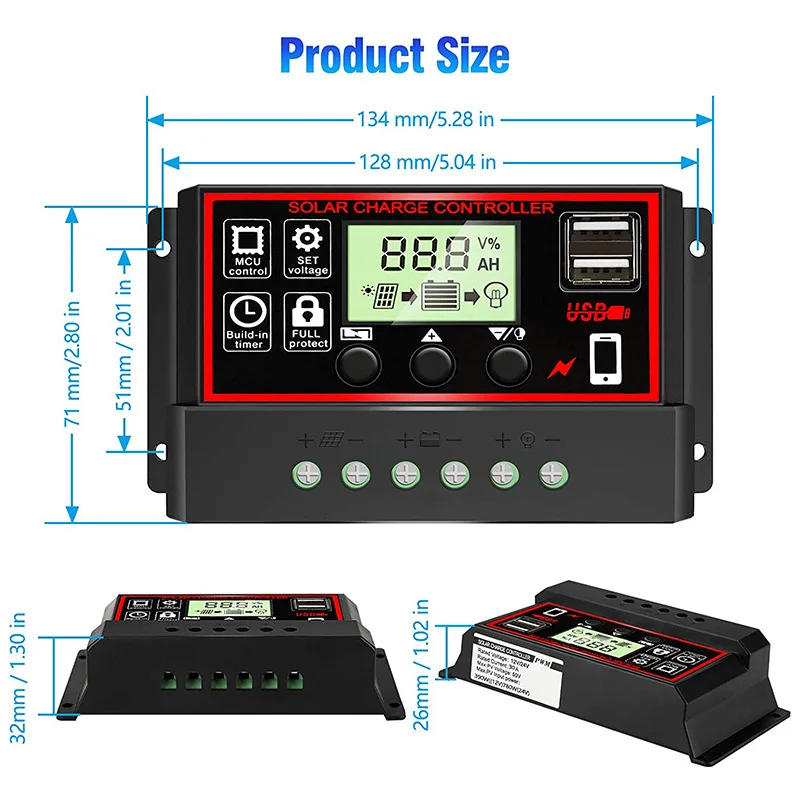 Description Picture 5 of itemSolar panel controller 12V24V automatic adaptive controller 10A60AUSB photovoltaic panel controller