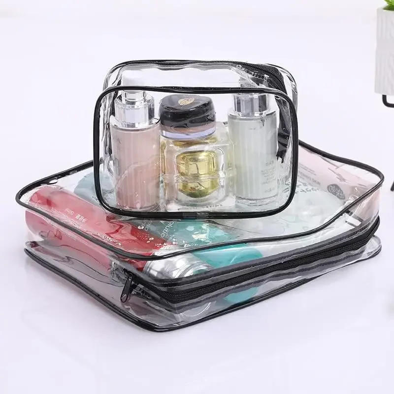 Description Picture 4 of item3pcs/set Home Travel Transparent Makeup Bag Toiletries Bag Bath Supplies Waterproof Travel Cosmetic Bag Bathroom Organizers