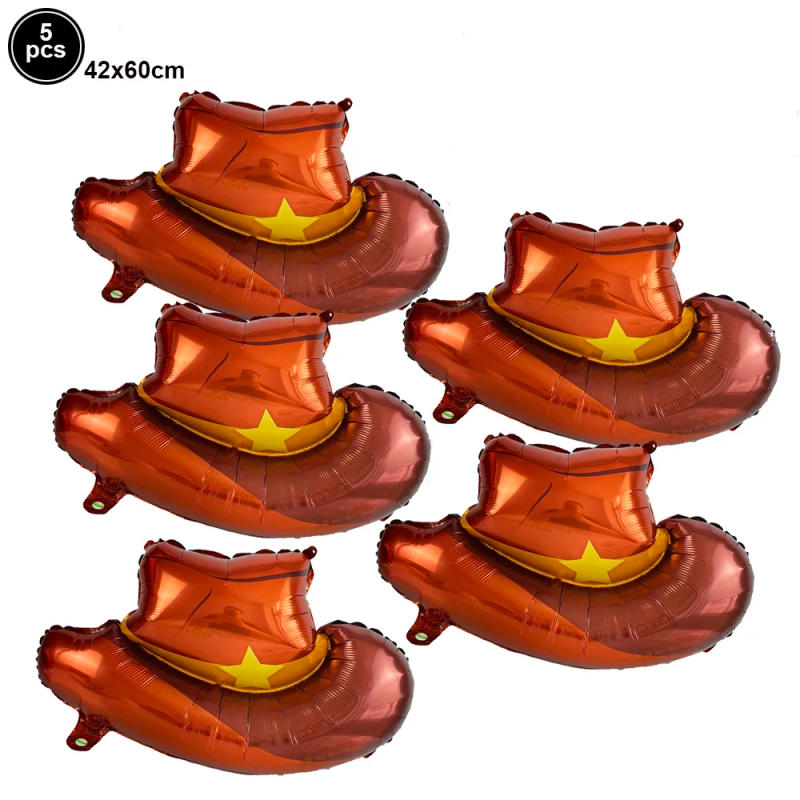 Description Picture 4 of itemCowboy Party Decor Balloons Cowboy Gun Balloons Cowgirl Hat Horse Foil Balloons Birthday Cowboy Rodeo Party Decor Supplies