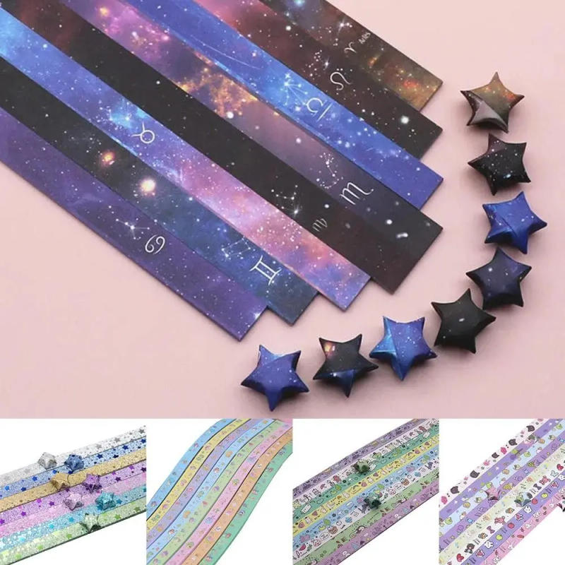 Description Picture 2 of itemStar Origami Paper Color Star Paper Strip Double Sided Origami Stars Paper with Cute Pattern Lucky Star Decoration Paper Strips