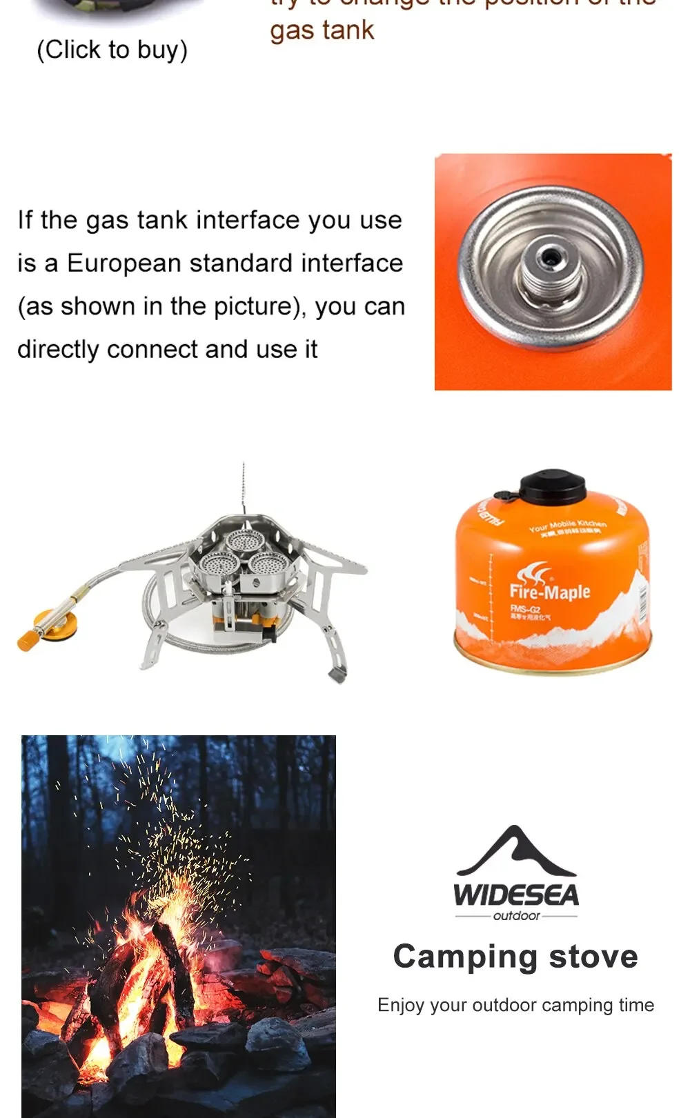 Description Picture 6 of itemWidesea Camping Tourist Burner Big Power Gas Stove Cookware Portable Furnace Picnic Barbecue Tourism Supplies Outdoor Recreation
