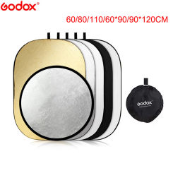 Godox 60cm/80cm/110cm/60*90cm/90*120cm 5 in 1 Portable Collapsible Light Round Photography Reflector for Studio