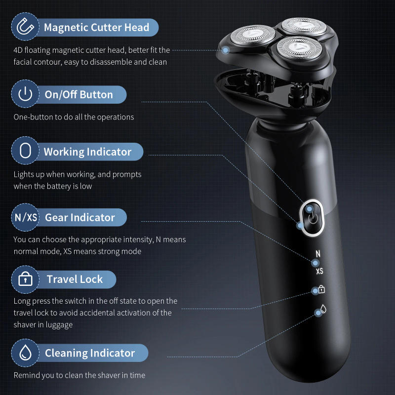Description Picture 3 of itemElectric Rotary Shavers for men 5W Cordless Razor Rechargeable Hair Trimmer 4D Floating Blade Washable Rotary Shaving Machine
