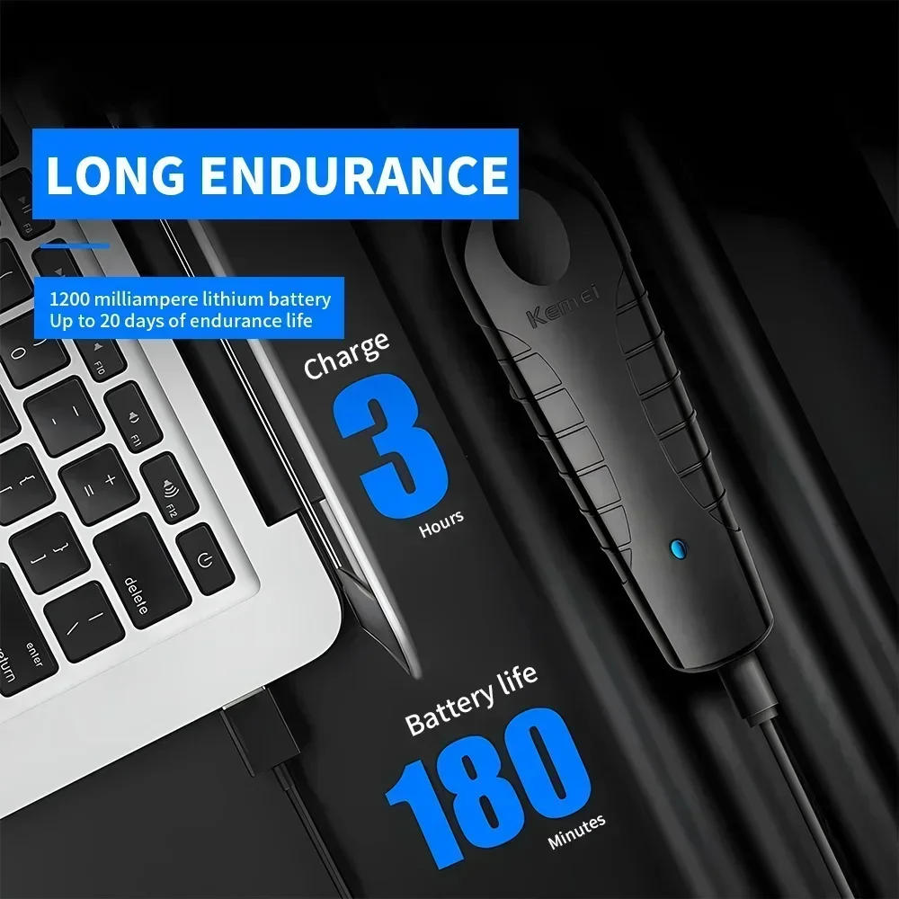 Description Picture 3 of itemKemei 2299 Barber Cordless Hair Trimmer 0mm Zero Gapped Carving Clipper Detailer Professional Electric Finish Cutting Machine