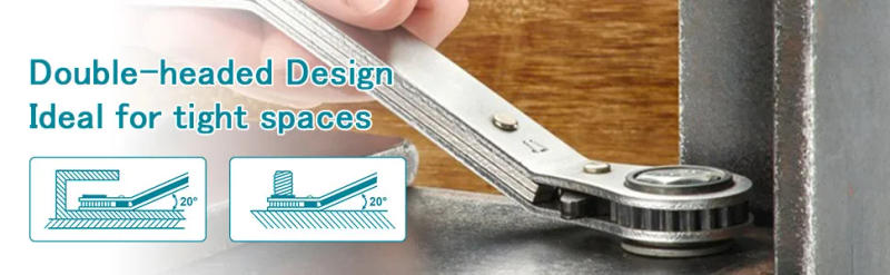 Description Picture 5 of itemLIBRATON 6PCS Ratchet Spanner Set Ratchet Spanners Offset Spanner Set Ring Spanner Set Offset Ratcheting Wrench Set 6-19mm