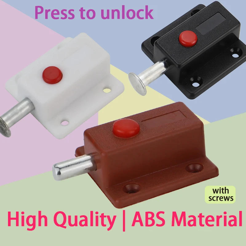 Description Picture 2 of item1pcs Hot Sale Door Latch Spring Button Cabinet Drawer Door Stop Abs Plastic Furniture Safety Lock Small Convenient