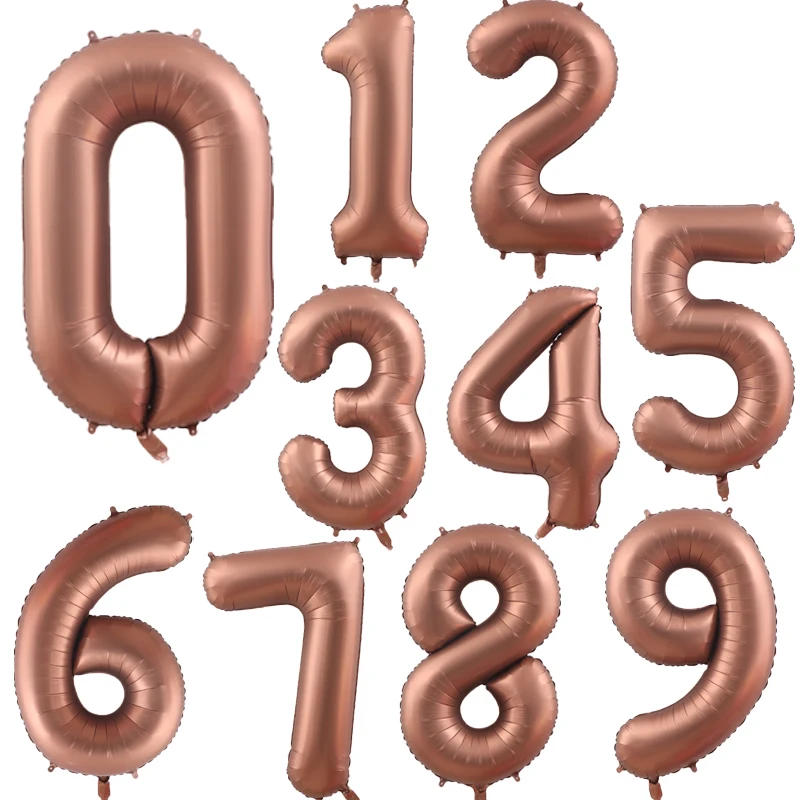 Description Picture 2 of item16/32/40inch Cream Coffee Number Foil Balloons 0 1 2 3 4 5 6 7 8 Happy Birthday Party Wedding Decorations Caramel Figures Globos
