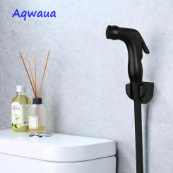 Aqwaua Black Toilet Bidet Hand Sprayer Hygienic Shut off Shower Head Shattaf Bathroom Accessory for Personal Hygiene