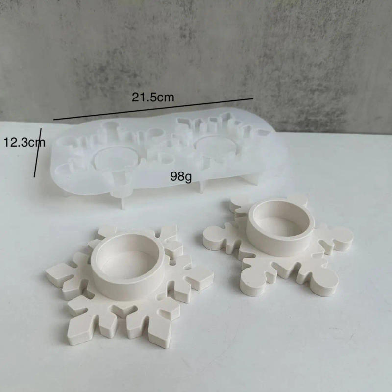 Description Picture 2 of itemChristmas Snowflake Candle Holder Silicone Molds DIY Handmade Candle Jar Concrete Cement Gypsum Molds Epoxy Resin Mould