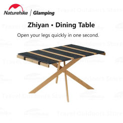 Naturehike Camping Folding Table Solid Wood Portable Picnic Folding Table Egg Roll Table Easy Installation Travel BBQ Dinning