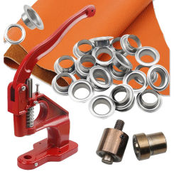 Stainless Steel Eyelets Grommet with Multifunctional Hand Press Tool Kit Round Rings Punch for LeatherCrafts Paper Fabric