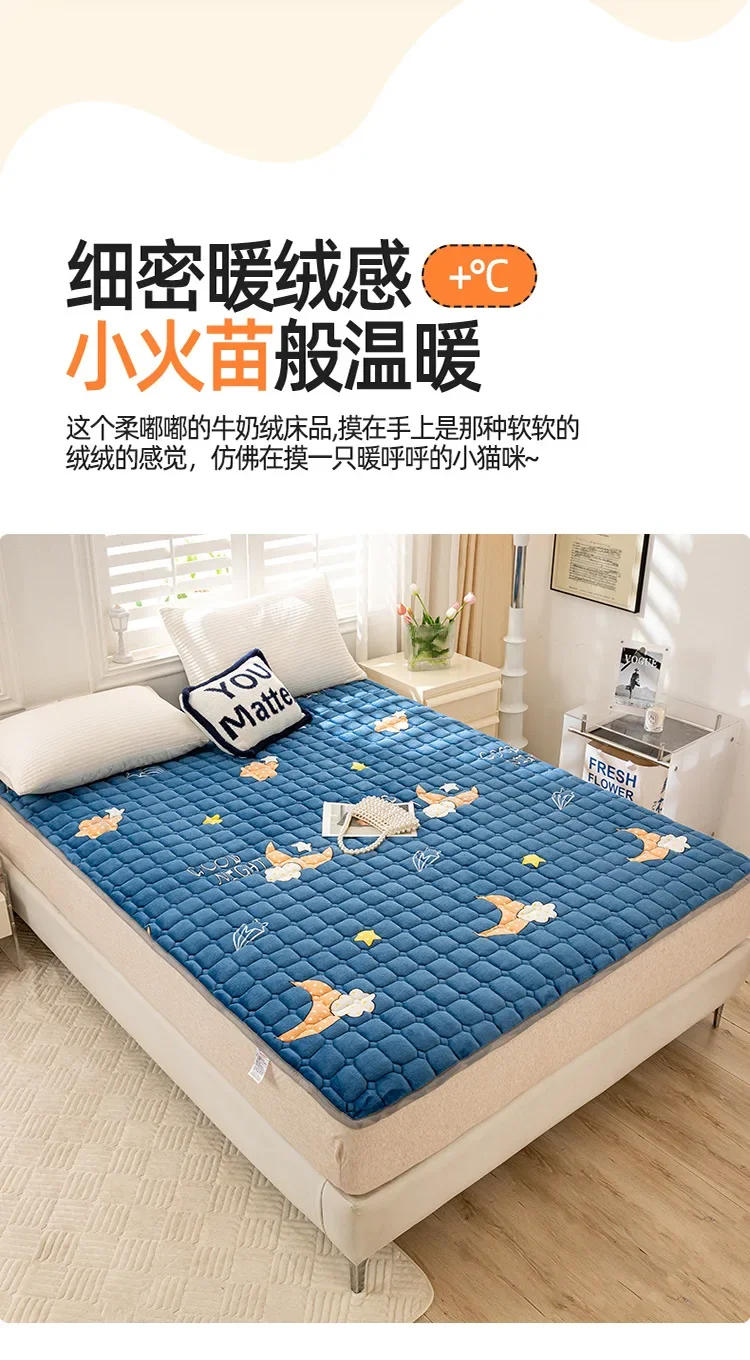 Description Picture 5 of itemWinter Warm Mattress Toppers Home Textile Luxury Queen Size Bed Sheet Bed Cover Folding Thin Tatami Mat Mattress Protector Cover