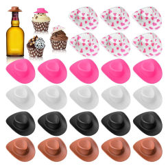 16PCS Mini Cowboy Hats Bachelorette Party Favors Birthday Wedding Doll Accessories Aesthetic Western Doll Hats Shooter Toppers