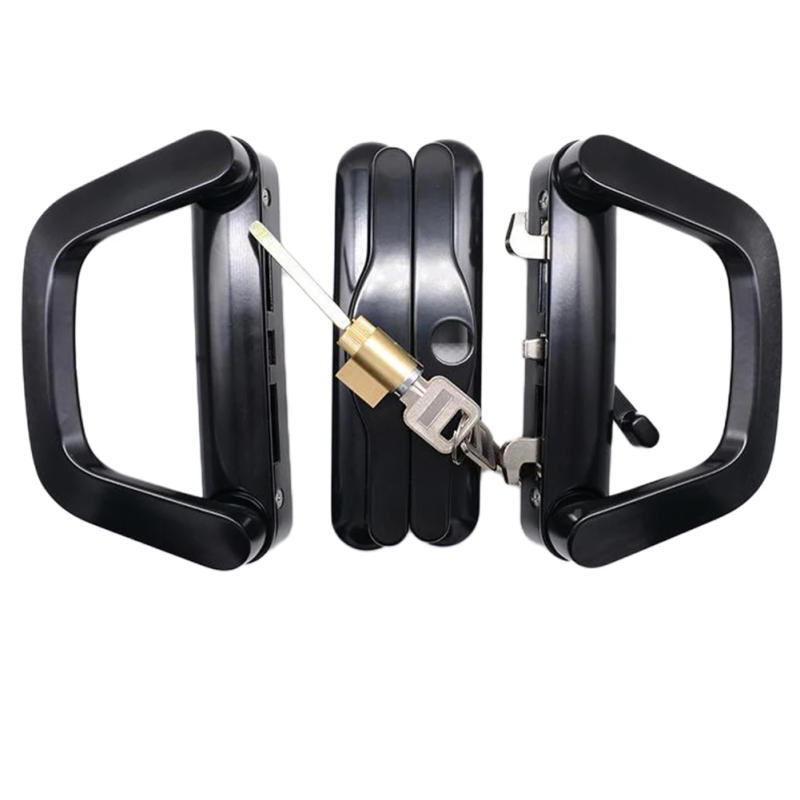 Description Picture 4 of itemGlass Door Lock With Keys Aluminum Alloy Sliding Door Handle Replacement Handle Lock Set Black Balcony Door Hook Lock