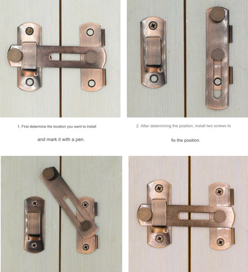 Description Picture 3 of itemStainless Steel Door Hasp Safety Buckle Latch Sliding Pet Cage Door Lock Security Hardware With Screws Window Cabinet Home Latch