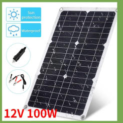 Solar Panel Kit Car Battery Charging 100W12V Panel Single/Dual USB Port Off Grid Module With 60A Charge Controller