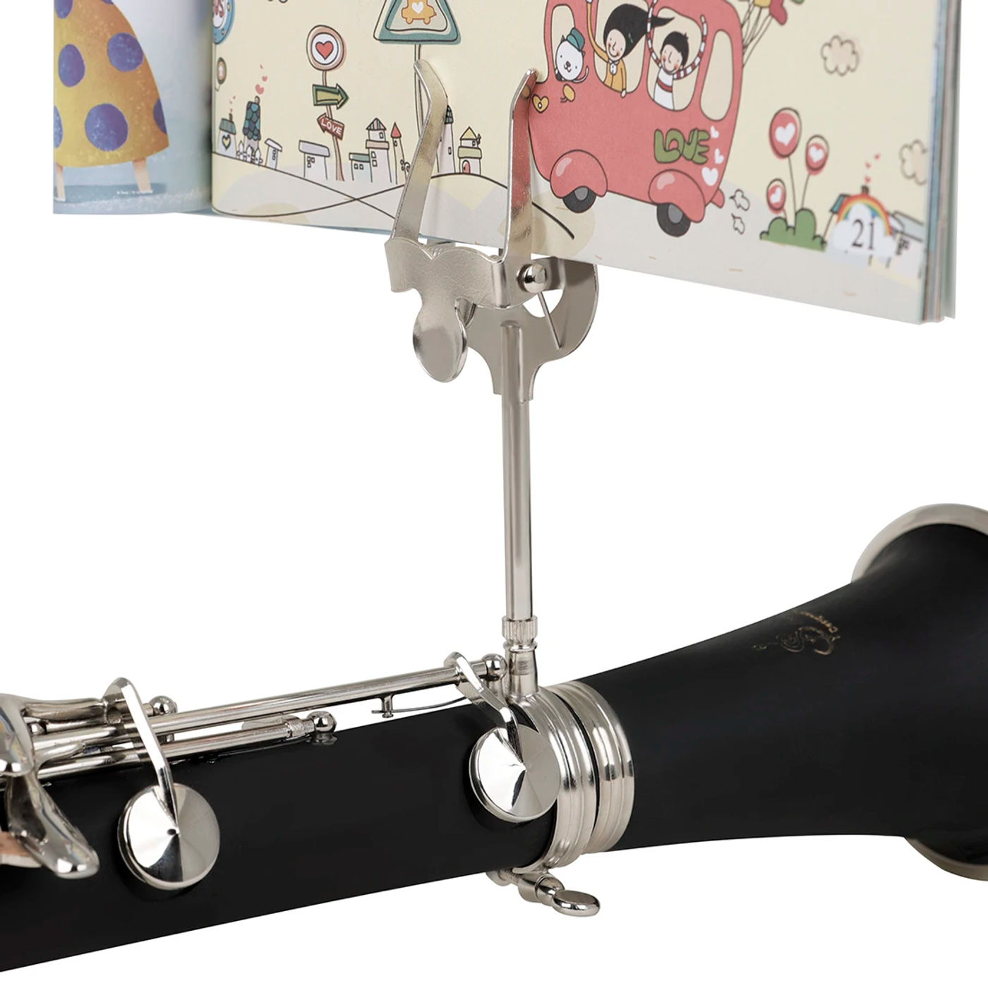 Description Picture 2 of itemBlackwinds Clarinet Sheet Music Stand Silver Portable Marching Music Stand Metal Stand Fixer Woodwind Instrument Accessories