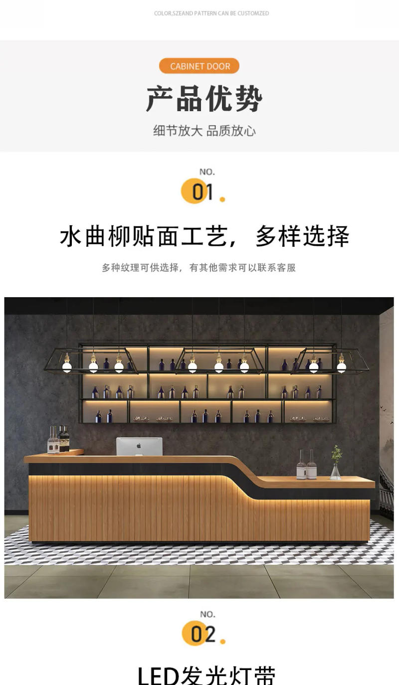 Description Picture 4 of itemFront Conference Reception Desks Luxury Office Lectern Nail Beauty Reception Desks Commercial Ricezione Scrivania Furniture
