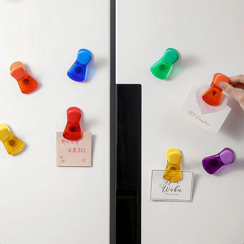 Description Picture 3 of item6pcs Kitchen Magnetic Plastic Bag Clips Ziplock Refrigerator Message Notes Strip Magnet Sticker Photo Home Sealing Clip