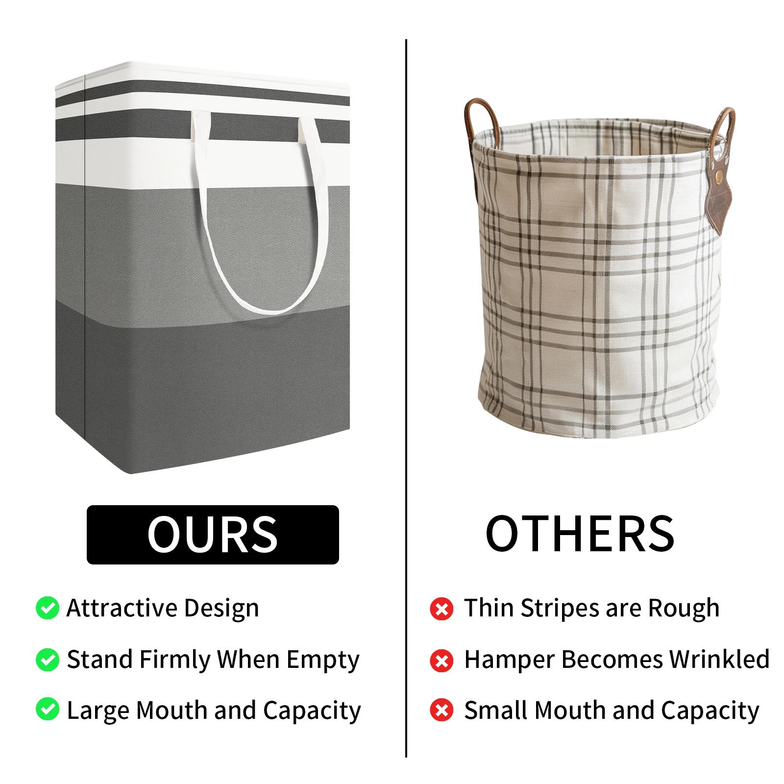 Description Picture 4 of itemLarge Laundry Baskets Waterproof Freestanding Laundry Hamper Collapsible Tall Clothes Hamper with Extended Handles for Clothes